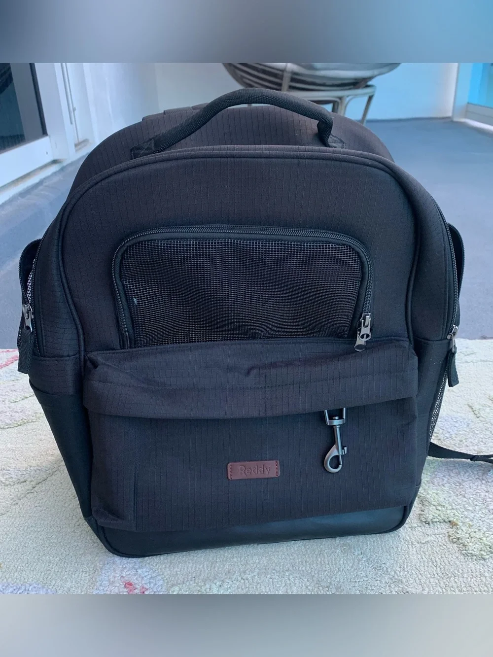 Reddy Black Cotton Canvas Pet Carrier Backpack